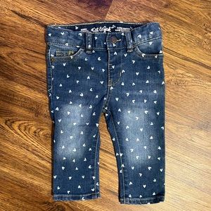 Heart print stretchy skinny jeans